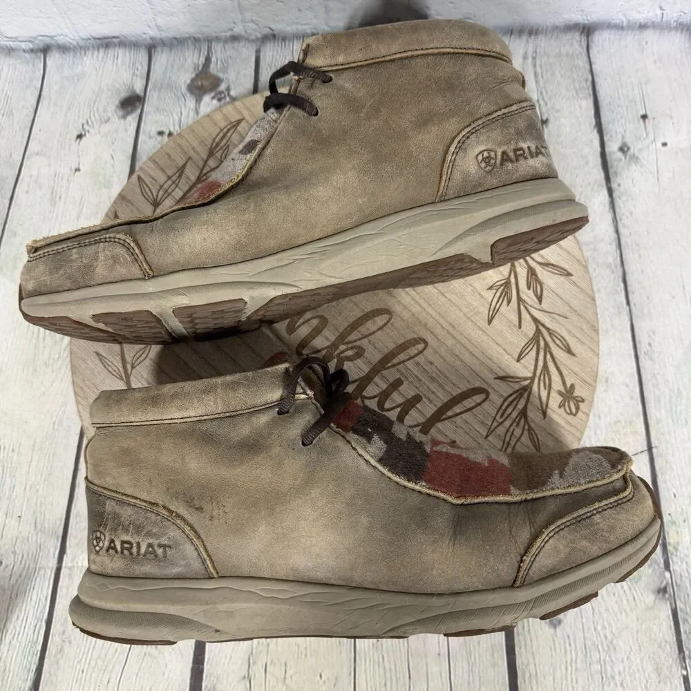 Ariat Men's Leather Chukka Boots Size 10.5 EE Wide Brown Moc Toe Comfort